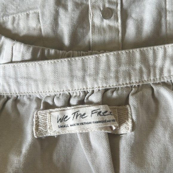 Free People Palm Desert Ivory Cotton Denim Safari Cropped Button Down Top Small - Picture 6 of 6